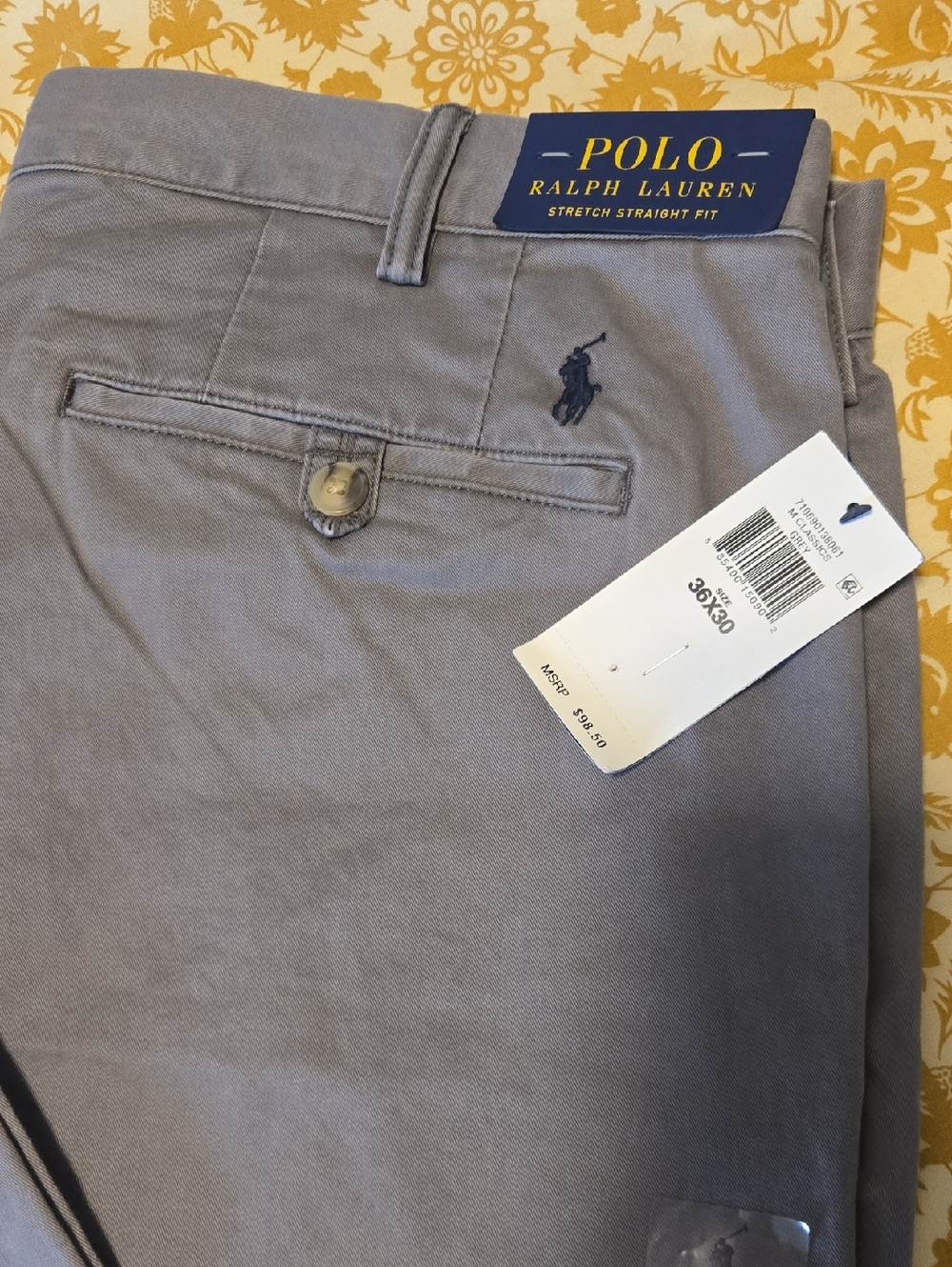 Polo by Ralph Lauren Men's Stretch Straight Fit Pants - Light Gray Size 36x30